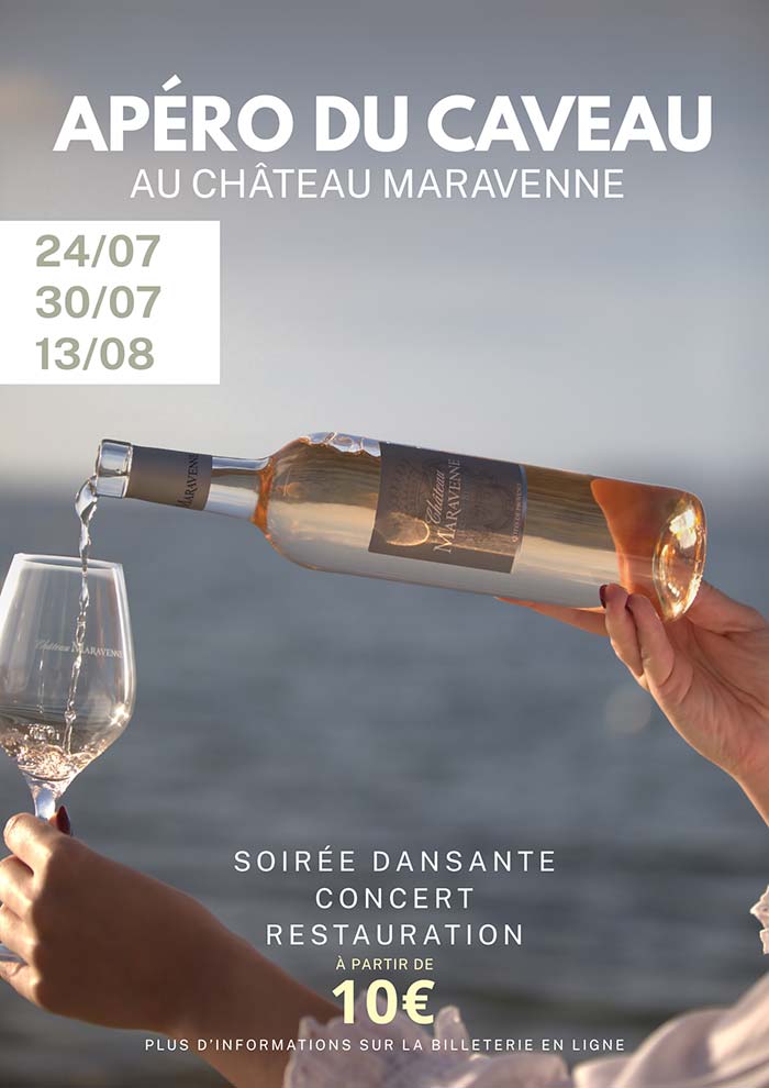 Apéro du caveau au Château Maravenne avec dégustation de vins, concert et ambiance estivale à La Londe-les-Maures