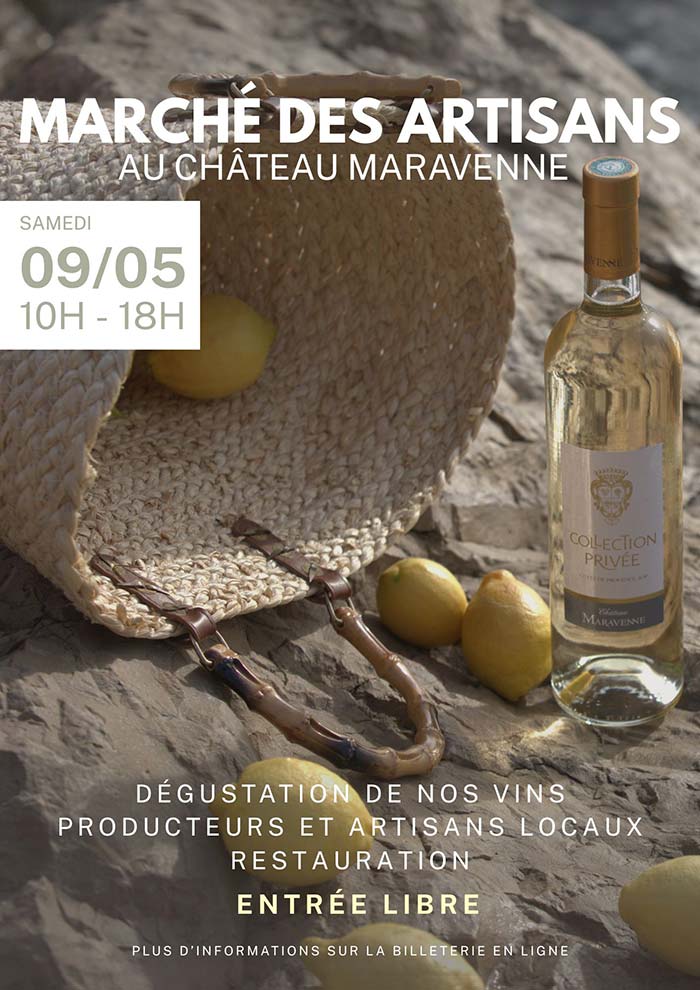 Marché des artisans au Château Maravenne avec producteurs locaux, stands et dégustation de vins à La Londe-les-Maures
