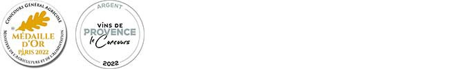 Concours général Agricole de Paris : Médailles d’Or & Bronze
Concours des vins de Provence : Médaille d’Argent
