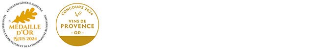 Concours général Agricole de Paris : Médaille d’Or - Concours des vins de Provence : Médaille d’Or